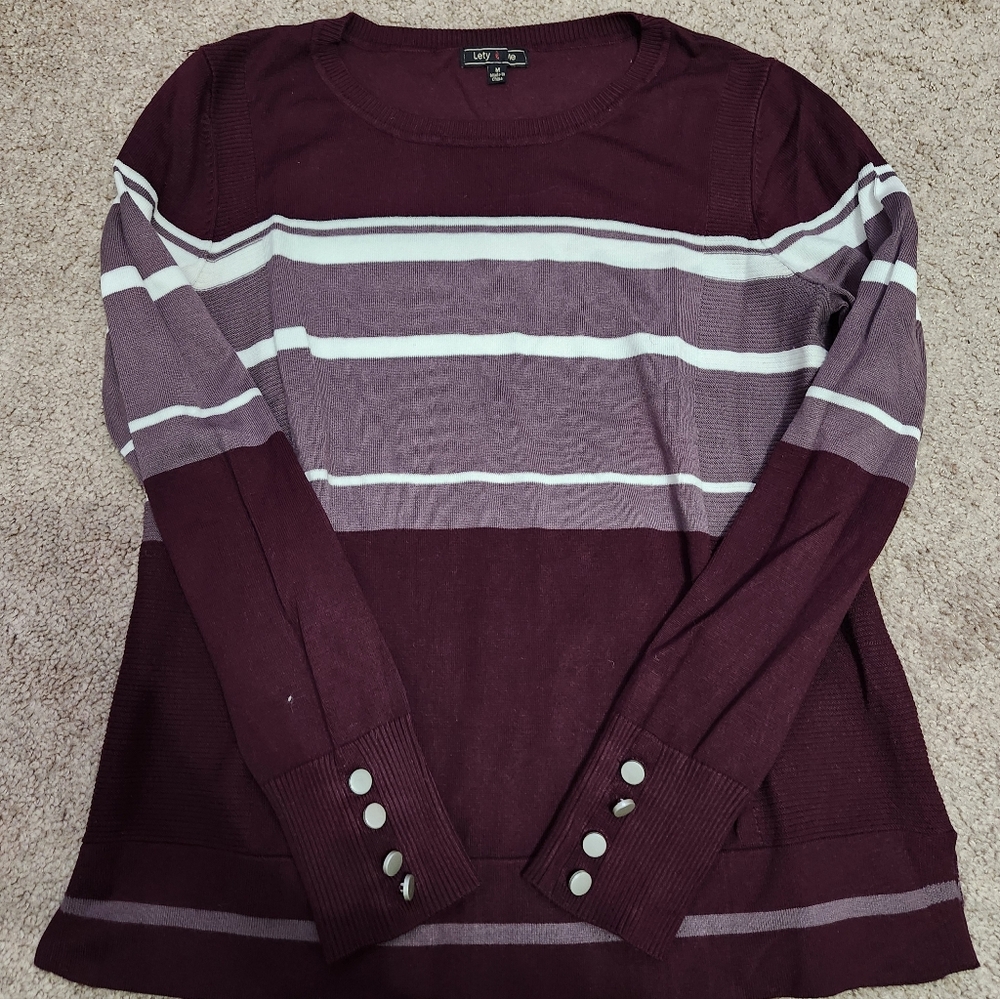 Burgundy and Purple Striped Sweatshirt